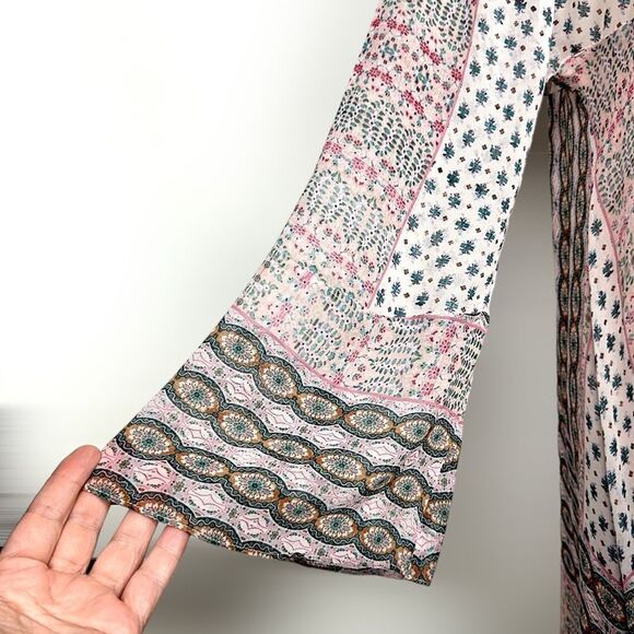 Rebecca Minkoff Redland Mini Dress Pink Chiffon Long Sleeves V-neck size S - Picture 6 of 15